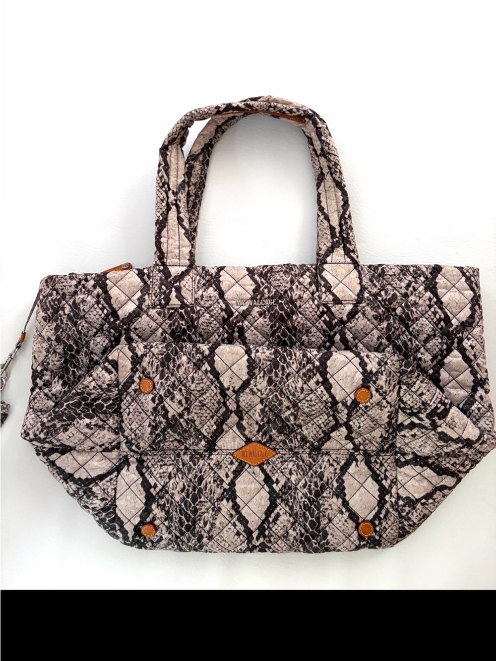 MZ Wallace Metro Tote Animal Print Black Brown Shoulder Bag - Picture 5 of 16